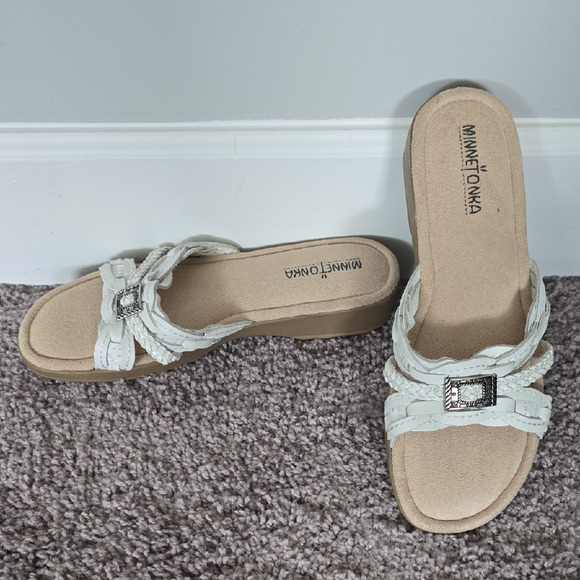 Minnetonka Shoes - Minnetonka white braided strap slip on sandals-9